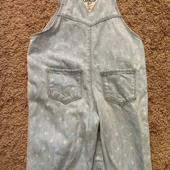 OshKosh B’gosh Infant Baby Polka Dotted Denim Overalls - Picture 11 of 13